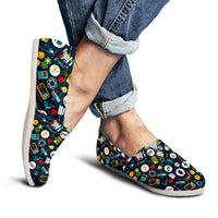 Load image into Gallery viewer, Designs by MyUtopia Shout Out:School Images all over print Teacher Casual Canvas Slip on Shoes Women&#39;s Flats,Ladies US6 (EU36) / Multi,Slip on Flats
