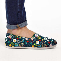 Load image into Gallery viewer, Designs by MyUtopia Shout Out:School Images all over print Teacher Casual Canvas Slip on Shoes Women&#39;s Flats

