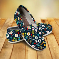 Load image into Gallery viewer, Designs by MyUtopia Shout Out:School Images all over print Teacher Casual Canvas Slip on Shoes Women&#39;s Flats
