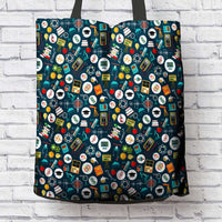 Load image into Gallery viewer, Designs by MyUtopia Shout Out:School Images all over print Teacher Fabric Totebag Reusable Shopping Tote
