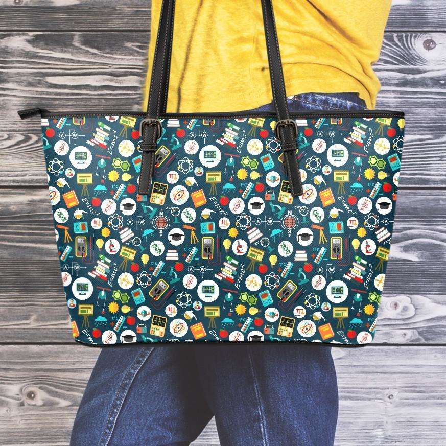 Designs by MyUtopia Shout Out:School Images all over print Teacher Faux Leather Totebag Purse,Medium (10 x 16 x 5) / Green/Multi,tote bag purse