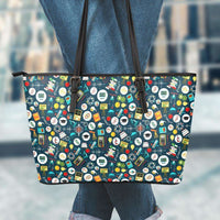 Load image into Gallery viewer, Designs by MyUtopia Shout Out:School Images all over print Teacher Faux Leather Totebag Purse,Large (11 x 17 x 6) / Green/Multi,tote bag purse
