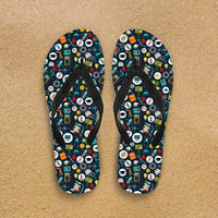Load image into Gallery viewer, Designs by MyUtopia Shout Out:School Images all over print Teacher Flip-Flops,Women&#39;s / Women&#39;s Small (US 5-6 /EU 35-37) / Multicolor,Flip Flops
