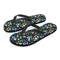 Load image into Gallery viewer, Designs by MyUtopia Shout Out:School Images all over print Teacher Flip-Flops
