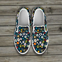Load image into Gallery viewer, Designs by MyUtopia Shout Out:School Images all over print Teacher Slip-on Shoes,Women&#39;s / Ladies US6 (EU36) / Multicolor,Slip on sneakers
