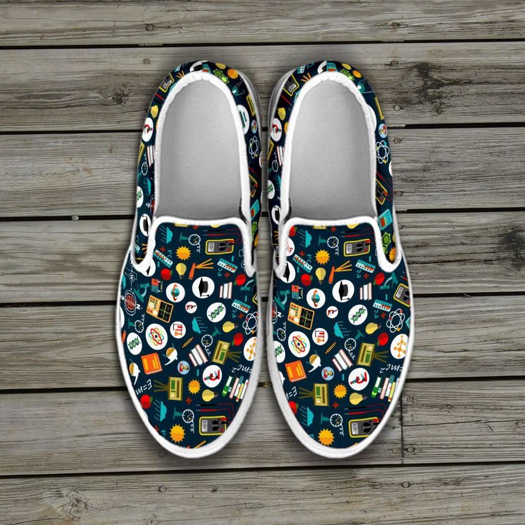 Designs by MyUtopia Shout Out:School Images all over print Teacher Slip-on Shoes,Women's / Ladies US6 (EU36) / Multicolor,Slip on sneakers