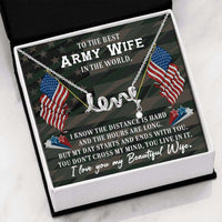 Load image into Gallery viewer, Designs by MyUtopia Shout Out:Scripted Love Necklace with To My Army Wife Message Card,High Polished .316 Surgical Steel,Crystal Necklace
