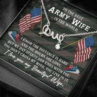 Load image into Gallery viewer, Designs by MyUtopia Shout Out:Scripted Love Necklace with To My Army Wife Message Card
