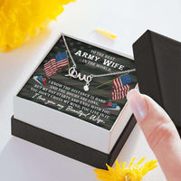 Load image into Gallery viewer, Designs by MyUtopia Shout Out:Scripted Love Necklace with To My Army Wife Message Card
