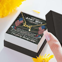 Load image into Gallery viewer, Designs by MyUtopia Shout Out:Scripted Love Necklace with To My Army Wife Message Card,18k Yellow Gold Finish,Crystal Necklace
