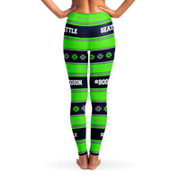 Load image into Gallery viewer, Designs by MyUtopia Shout Out:Seattle #BoomLegion Football Fan Ugly Christmas Leggings
