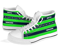 Load image into Gallery viewer, Designs by MyUtopia Shout Out:Seattle Football Fan Ugly Christmas Sweater  Style Canvas Hi-Top Sneakers
