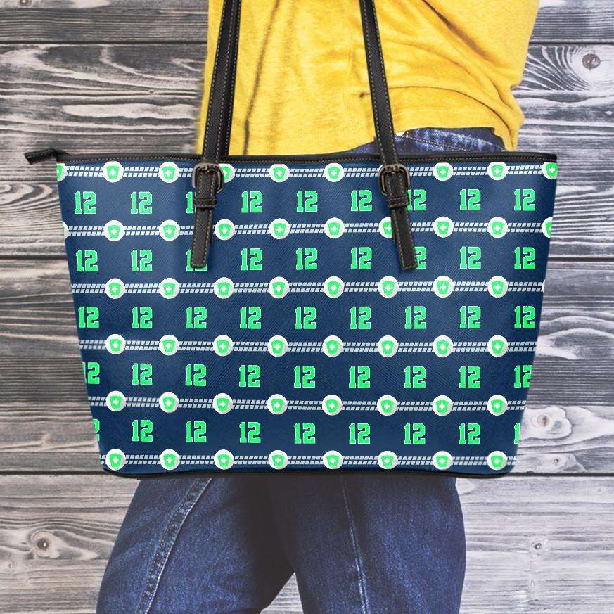 Designs by MyUtopia Shout Out:Seattle Nurse Faux Leather Totebag Purse,Medium (10 x 16 x 5) / Dark Green/Lime,tote bag purse