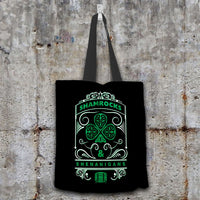 Load image into Gallery viewer, Designs by MyUtopia Shout Out:Shamrocks And Shenanigans Fabric Totebag Reusable Shopping Tote,Black,Reusable Fabric Shopping Tote Bag
