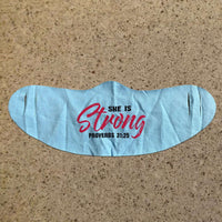 Load image into Gallery viewer, Designs by MyUtopia Shout Out:She is Strong Prov 31:25 Fabric Face Covering / Face Mask,Light Blue,Fabric Face Mask
