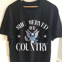 Load image into Gallery viewer, Designs by MyUtopia Shout Out:She Served Her Country Adult Unisex Cotton Short Sleeve T-Shirt,S / Black,Adult Unisex T-Shirt
