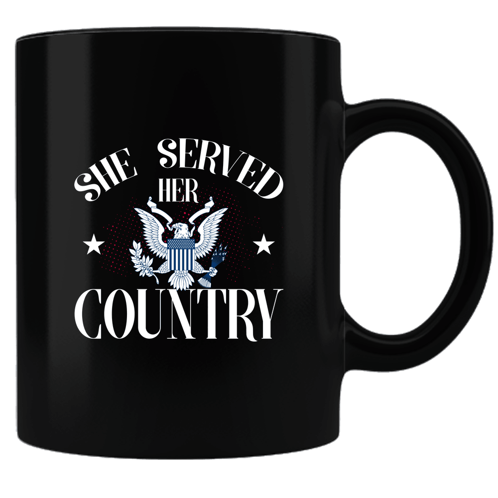 Designs by MyUtopia Shout Out:She Served Her Country Black Ceramic Coffee Mug,Black,Ceramic Coffee Mug