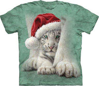 Load image into Gallery viewer, Designs by MyUtopia Shout Out:Sheltered Christmas Tiger Cub and Mom,Short Sleeve / Small / Green,Adult Unisex T-Shirt
