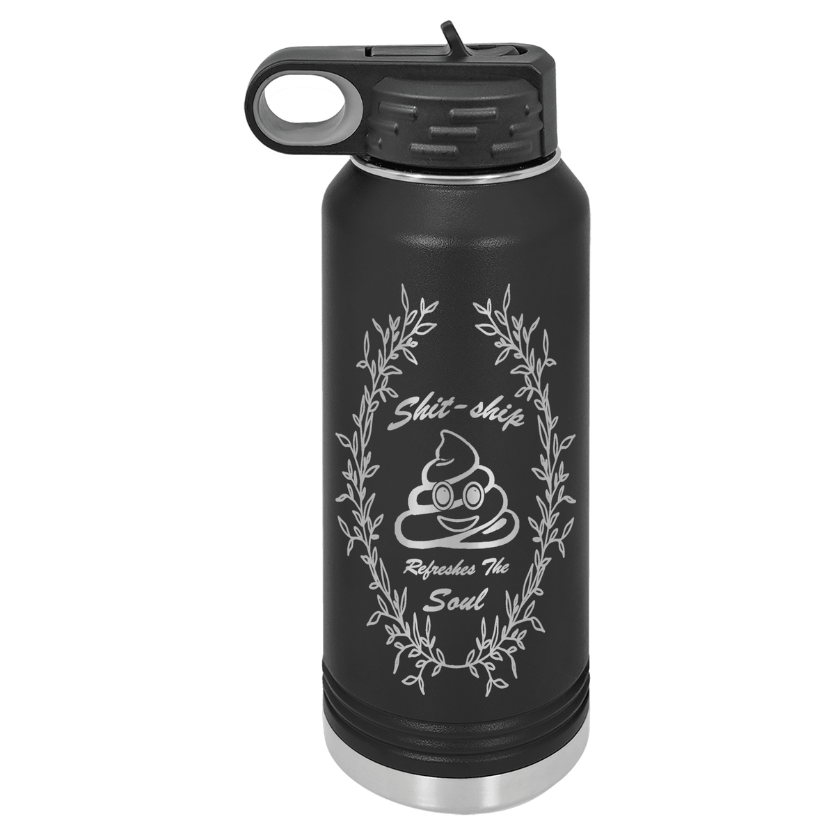 Designs by MyUtopia Shout Out:Shit-ship Refreshes The Soul 32 oz Polar Camel Water Bottle,32oz / Black,Polar Camel - 32oz Water Bottle