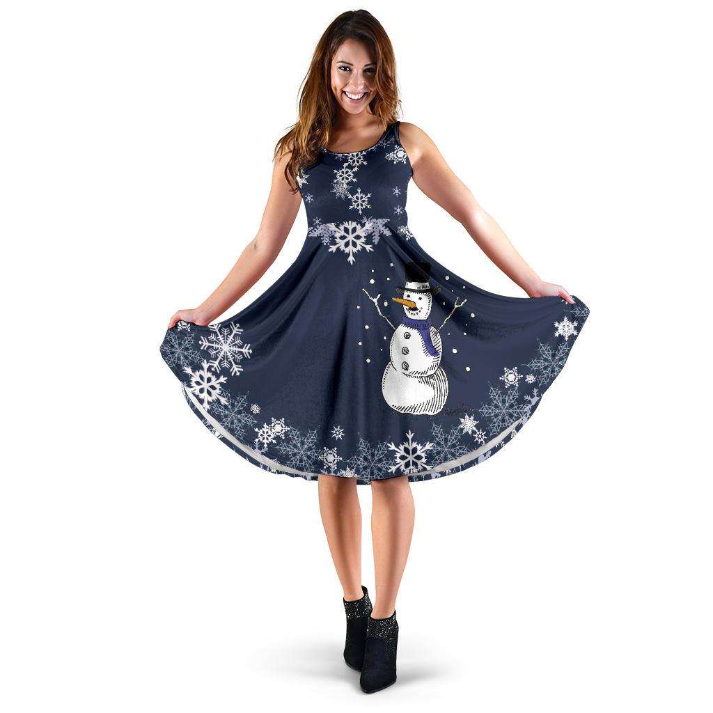 winter theme dress Winter Wonderland Puff Sleeve Twirl Dress