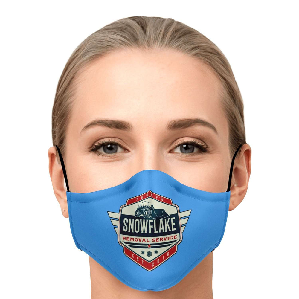 Designs by MyUtopia Shout Out:Snowflake Removal Service Trump Humor Fitted Face mask with adjustable Ear Loops,Adult / Single / No filters,Fabric Face Mask