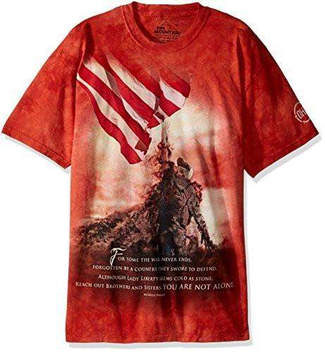 Designs by MyUtopia Shout Out:Soldier, Reach out for You are Not Alone by The Mountain,Red / Small,Adult Unisex T-Shirt