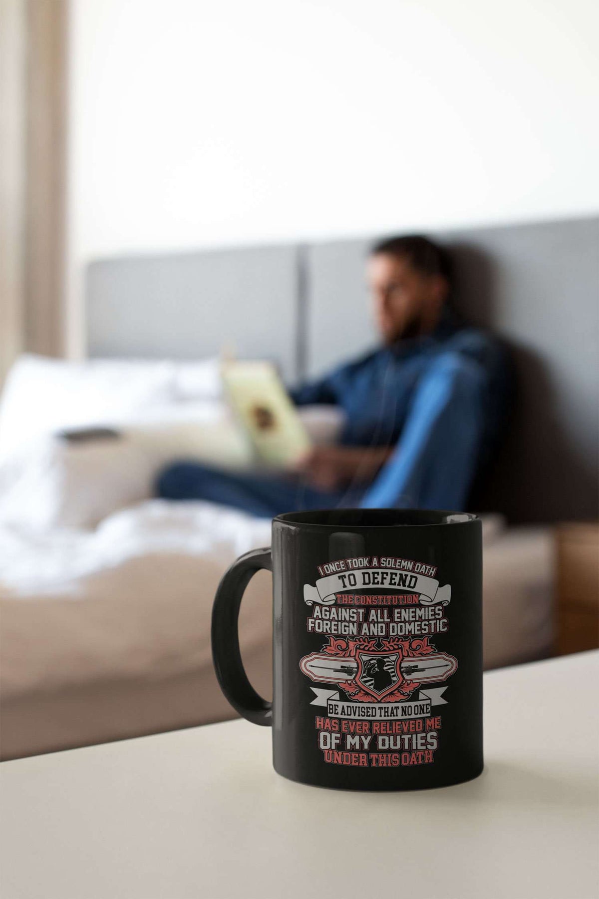 Designs by MyUtopia Shout Out:Solemn Oath of a Veteran Ceramic Coffee Mug - Black