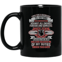 Load image into Gallery viewer, Designs by MyUtopia Shout Out:Solemn Oath of a Veteran Ceramic Coffee Mug - Black,11 oz / Black,Ceramic Coffee Mug
