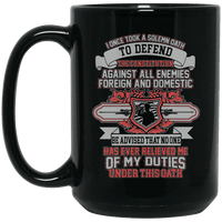 Load image into Gallery viewer, Designs by MyUtopia Shout Out:Solemn Oath of a Veteran Ceramic Coffee Mug - Black,15 oz / Black,Ceramic Coffee Mug
