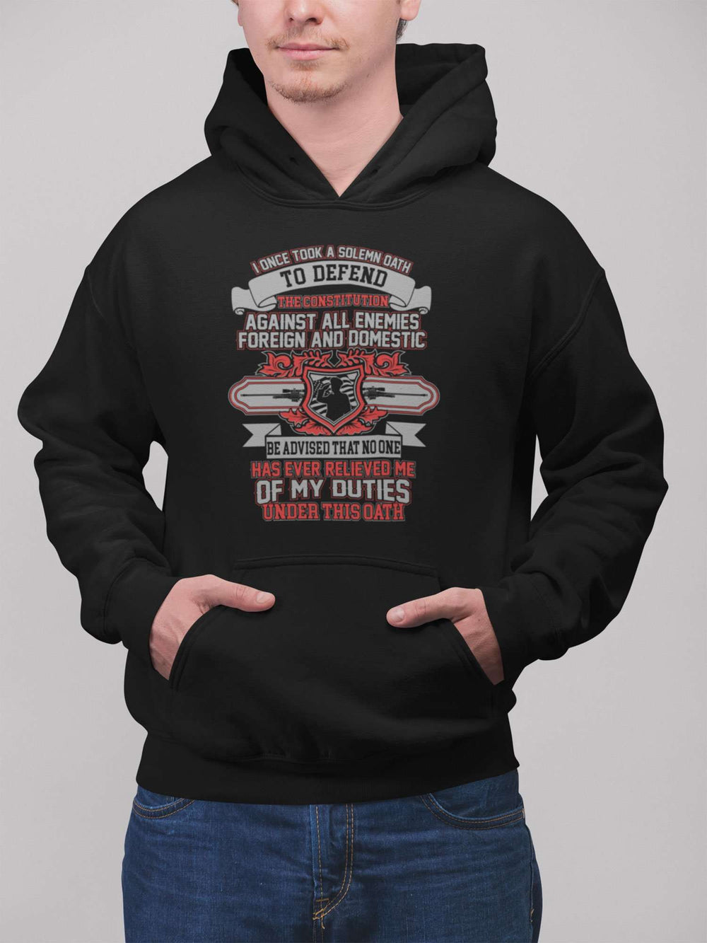 Designs by MyUtopia Shout Out:Solemn Oath of a Veteran Core Fleece Pullover Hoodie