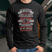 Load image into Gallery viewer, Designs by MyUtopia Shout Out:Solemn Oath of a Veteran Long Sleeve Cotton T-Shirt

