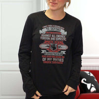 Load image into Gallery viewer, Designs by MyUtopia Shout Out:Solemn Oath of a Veteran Long Sleeve Cotton T-Shirt
