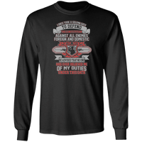 Load image into Gallery viewer, Designs by MyUtopia Shout Out:Solemn Oath of a Veteran Long Sleeve Cotton T-Shirt,S / Black,Long Sleeve T-Shirts
