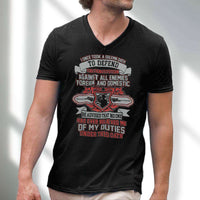 Load image into Gallery viewer, Designs by MyUtopia Shout Out:Solemn Oath of A Veteran Men&#39;s Printed V-Neck T-Shirt
