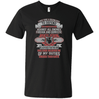 Load image into Gallery viewer, Designs by MyUtopia Shout Out:Solemn Oath of A Veteran Men&#39;s Printed V-Neck T-Shirt,S / Black,Adult Unisex Vneck Tee
