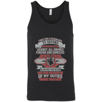 Load image into Gallery viewer, Designs by MyUtopia Shout Out:Solemn Oath of a Veteran Unisex Tank,X-Small / Black,Tank Tops
