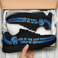 Load image into Gallery viewer, Designs by MyUtopia Shout Out:Son of the King Child of God Bible Verse Inspired Art Mesh Fabric Running Shoes,Kid&#39;s / 11 CHILD (EU28) / Black,Running Shoes

