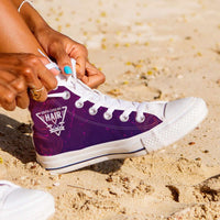 Load image into Gallery viewer, Designs by MyUtopia Shout Out:South Carolina Hairdresser Canvas High Top Shoes,Women&#39;s / Ladies 6 (EU36) / Purple,High Top Sneakers
