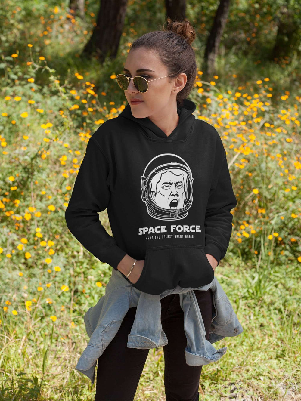 Designs by MyUtopia Shout Out:Space Force Trump Core Fleece Pullover Hoodie
