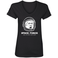 Load image into Gallery viewer, Designs by MyUtopia Shout Out:Space Force Trump Ladies&#39; V-Neck T-Shirt,S / Black,Ladies T-Shirts
