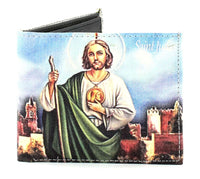 Load image into Gallery viewer, Designs by MyUtopia Shout Out:St. Jude Vegan Leather Bifold Men&#39;s Wallet with Flip Up ID Window
