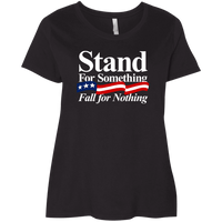 Load image into Gallery viewer, Designs by MyUtopia Shout Out:Stand for Something Fall for Nothing Trump Ladies&#39; Plus Size Curvy T-Shirt,Black / Plus 1X,Ladies T-Shirts
