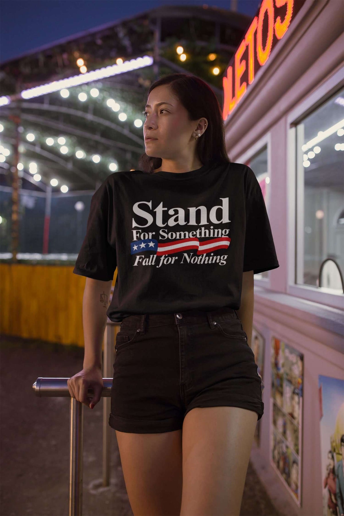 Designs by MyUtopia Shout Out:Stand For Something Fall For Nothing Unisex Jersey Short-Sleeve T-Shirt