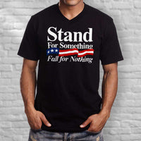 Load image into Gallery viewer, Designs by MyUtopia Shout Out:Stand For Something Fall For Nothing US Flag Men&#39;s Printed V-Neck T-Shirt
