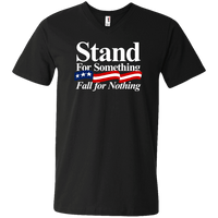 Load image into Gallery viewer, Designs by MyUtopia Shout Out:Stand For Something Fall For Nothing US Flag Men&#39;s Printed V-Neck T-Shirt,S / Black,Adult Unisex Vneck Tee

