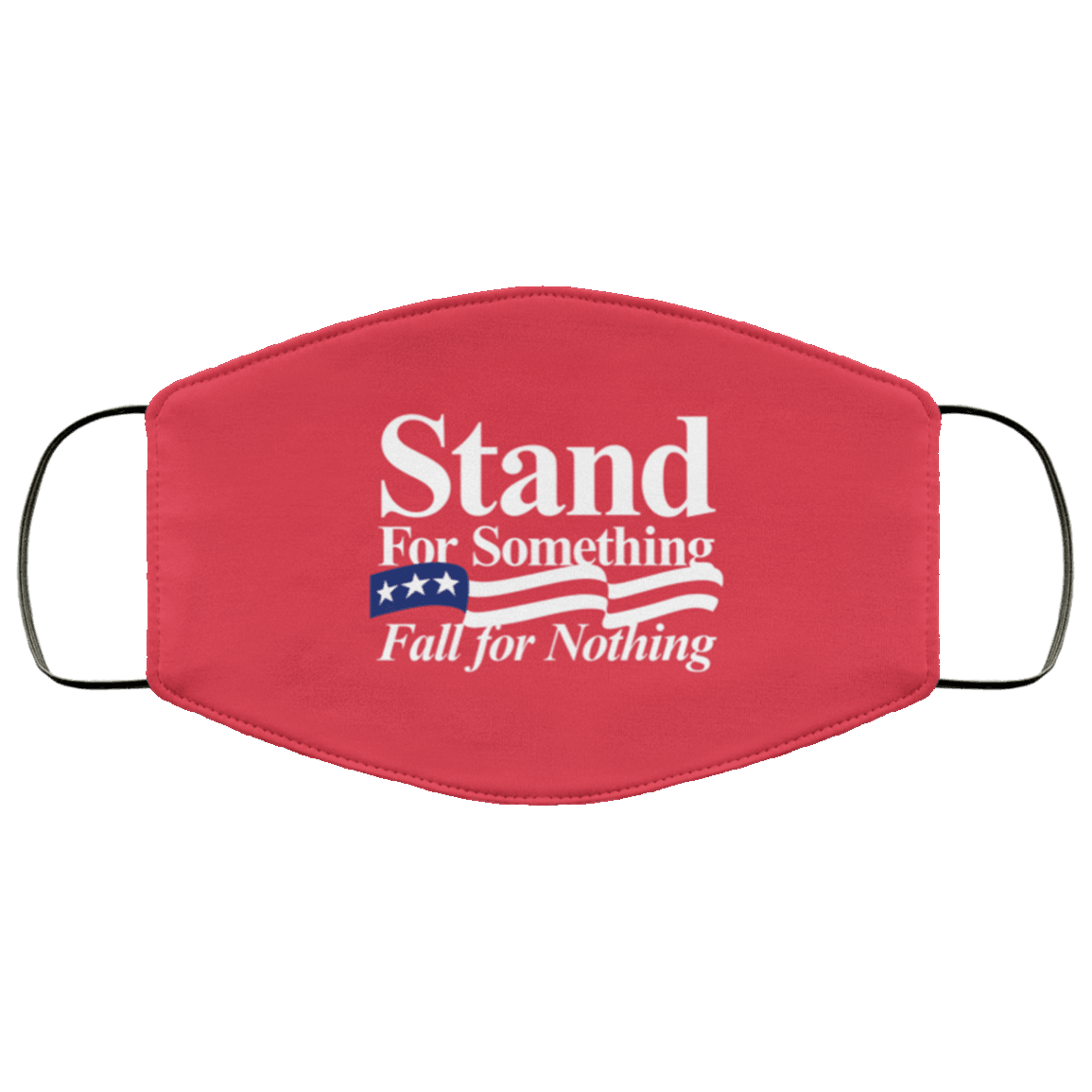 Designs by MyUtopia Shout Out:Stand For Something Fall For Nothing US Flag Trump Adult Fabric Face Mask with Elastic Ear Loops,3 Layer Fabric Face Mask / Red / Adult,Fabric Face Mask
