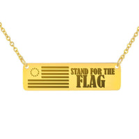 Load image into Gallery viewer, Designs by MyUtopia Shout Out:Stand for the Flag 13 Stars Flag Betsy Ross Flag Personalized Horizontal Bar Necklace,18K Gold Over Stainless Steel / No,Necklace
