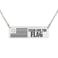 Load image into Gallery viewer, Designs by MyUtopia Shout Out:Stand for the Flag 13 Stars Flag Betsy Ross Flag Personalized Horizontal Bar Necklace
