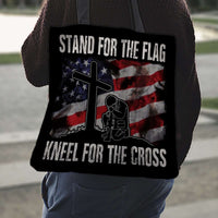 Load image into Gallery viewer, Designs by MyUtopia Shout Out:Stand For The Flag Kneel For The Cross Fabric Totebag Reusable Shopping Tote

