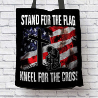 Load image into Gallery viewer, Designs by MyUtopia Shout Out:Stand For The Flag Kneel For The Cross Fabric Totebag Reusable Shopping Tote
